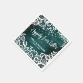 ホワイトライト&レース素朴ティール(緑がかった色)の後に幸せに スタンダードカクテルナプキン (角)