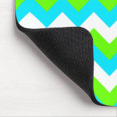 ホワイトライムとアクアスリーカラーシェブロン マウスパッド (コーナー)