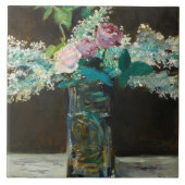 ホワイトライラックとバラのエドアードマネ花瓶 タイル (正面)