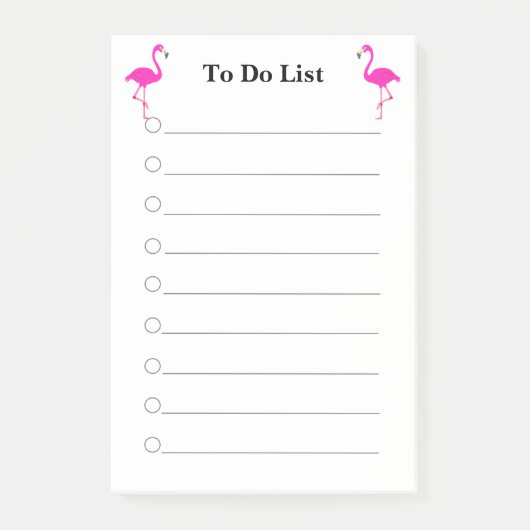 ホワイトラインのピンクフラミンゴリストPost-it N ポストイット (正面)