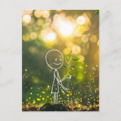 ホワイトラインアートスティック図、ポストクロッシング ポストカード (正面)