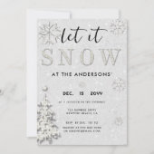 ホワイトラインエレガントーストーンのホリデーレットイットスノーパーティー 招待状 (正面)