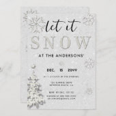 ホワイトラインエレガントーストーンのホリデーレットイットスノーパーティー 招待状 (正面/裏面)