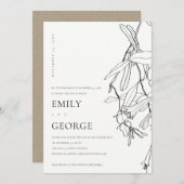 ホワイトラインスケッチフローラ我々は結び目招待状 サンキューカード (正面/裏面)