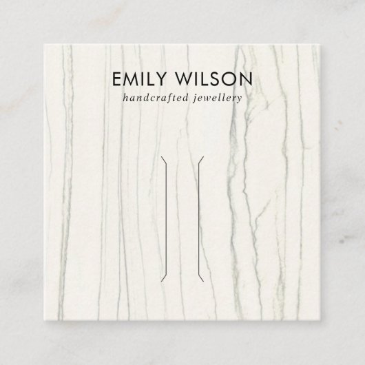ホワイトライン大理石テクスチャヘアークリップ表示カード スクエア名刺 (正面)