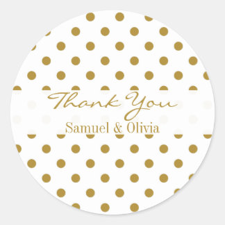 ホワイトラウンドカスタム金ゴールドポルカありが点々のあるとう ラウンドシール