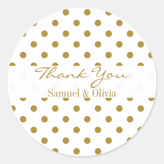ホワイトラウンドカスタム金ゴールドポルカありが点々のあるとう ラウンドシール (正面)