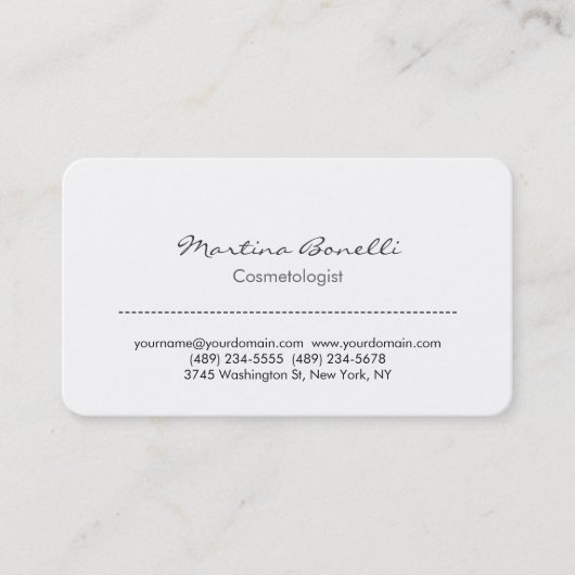 ホワイトラウンドコーナー美容師名刺 名刺 (正面)