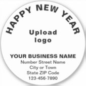 ホワイトラウンドビニールで新年の挨拶 シール (正面)