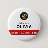 ホワイトラウンドボランティアバッジクリップイベント名タグ 缶バッジ (正面)