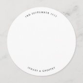 ホワイトラウンドミニマル結婚リストズゲスト座席表 メニュー (裏面)