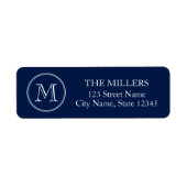 ホワイトラウンドモノグラム名編集可能カラーアドレス ラベル (正面)