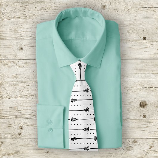 ホワイトラクロスブラックスティック点々のある&ラインパターン ネクタイ