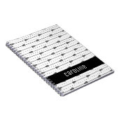 ホワイトラクロスブラックスティック点々のある&ラインパターン ノートブック (右側)