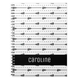 ホワイトラクロスブラックスティック点々のある&ラインパターン ノートブック