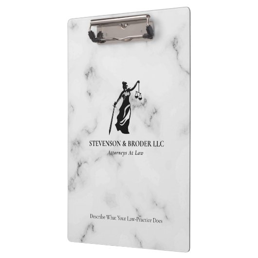 ホワイトラグジュアリーマーブルテクスチャレディージャスティスロゴ クリップボード (左)