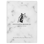 ホワイトラグジュアリーマーブルテクスチャレディージャスティスロゴ クリップボード (裏面)