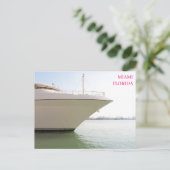 ホワイトラグジュアリーヨット海マイアミフロリダポストカード ポストカード (スタンド正面)