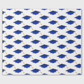 ホワイトラッピングの青い目盛りキャップ紙 ラッピングペーパー (フラット)