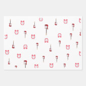 ホワイトラッピングシートWiThギター及び時計 ラッピングペーパーシート (正面3)