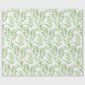 ホワイトラッピングパ上のユーカリ水彩模様 ラッピングペーパー (フラット)