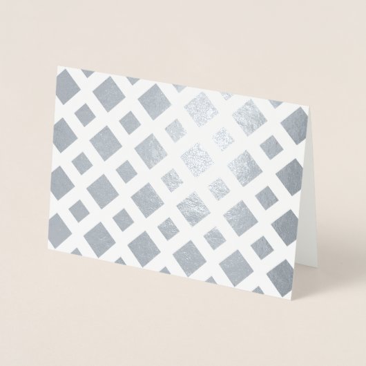 ホワイトラティス上のシルバーフォイルダイヤモンド 箔カード (正面)