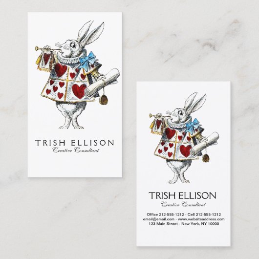 ホワイトラビットアリスワンダーランドハート 名刺 (正面/裏面)
