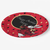 ホワイトラビットインレッド誕生日 ペーパープレート (アングル)