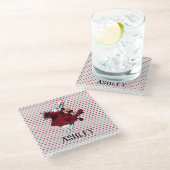 ホワイトラビットクイーンズガパーソナライズされたーブ ガラスコースター (アングル)