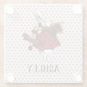 ホワイトラビットクイーンズガパーソナライズされたーブ ガラスコースター (裏面)