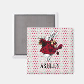 ホワイトラビットクイーンズガパーソナライズされたーブ マグネット (正面/裏面)