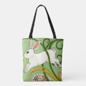 ホワイトラビットグリーンアールデコトート財布つる植物 トートバッグ (裏面)