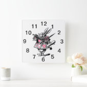 ホワイトラビットコートトランペッターアリスインワンダーランドP スクエア壁時計 (ホーム)