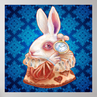ホワイトラビットシュラポップ・アートのレアリスムイラストレーションポスター ポスター