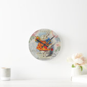 ホワイトラビットハートアリスクラシック ラウンド壁時計 (ホーム)