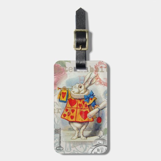 ホワイトラビットハートアリスクラシック ラゲッジタグ (正面縦)