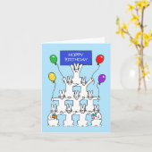 ホワイトラビットホッピー誕生日 カード (黄色い花)