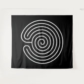 ホワイトラビリンスオンブラック タペストリー (正面(横))