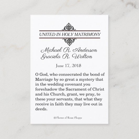 ホワイトラブスクリプトオーバーレイ結婚式の引き出物ホーリーカード 名刺 (裏面)