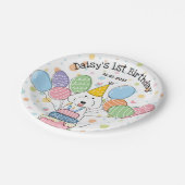 ホワイトラブラドールドッグバースデーパーティー紙プレート ペーパープレート (アングル)