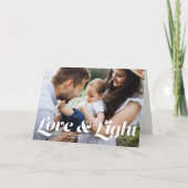 ホワイトラブ&ライト タイポグラフィー フォト ハヌカ シーズンカード (正面)