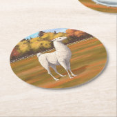 ホワイトラマインオータムファームパスチュール ラウンドペーパーコースター (アングル)