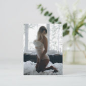 ホワイトランジェリー素晴らしブロンド写真はがき ポストカード (スタンド正面)