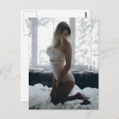 ホワイトランジェリー素晴らしブロンド写真はがき ポストカード (正面/裏面)