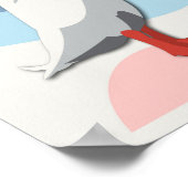 ホワイトランナーダックピンク&ブルーウェーブ子供部屋キッズ ポスター (角)