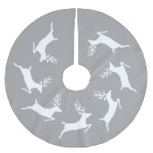 ホワイトランニングズトナカイのシルエット ブラッシュドポリエステルツリースカート (正面)