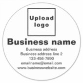 ホワイトラージラウンドビニールステッカーにビジネスブランド シール (正面)