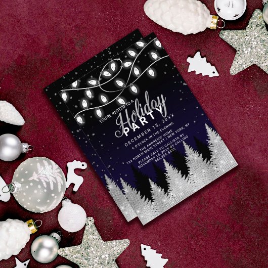 ホワイトラ白熱［赤熱］光を放つイツグリッターツリーズホリデーパーティー 招待状