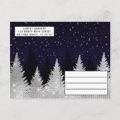 ホワイトラ白熱［赤熱］光を放つイトグリッターツリークリスマスパーティー インビテーションポストカード (裏面)