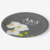 ホワイトラ結婚ンのカップルのイニシャルと日付 ペーパープレート (アングル)